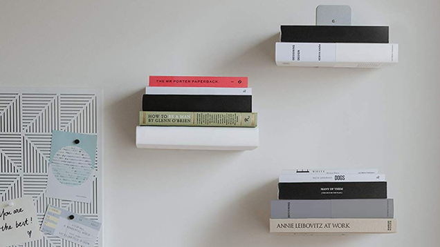 Umbra’s Conceal Floating Bookshelf feature a special design that creates the illusion of your books actually floating on your wall.
